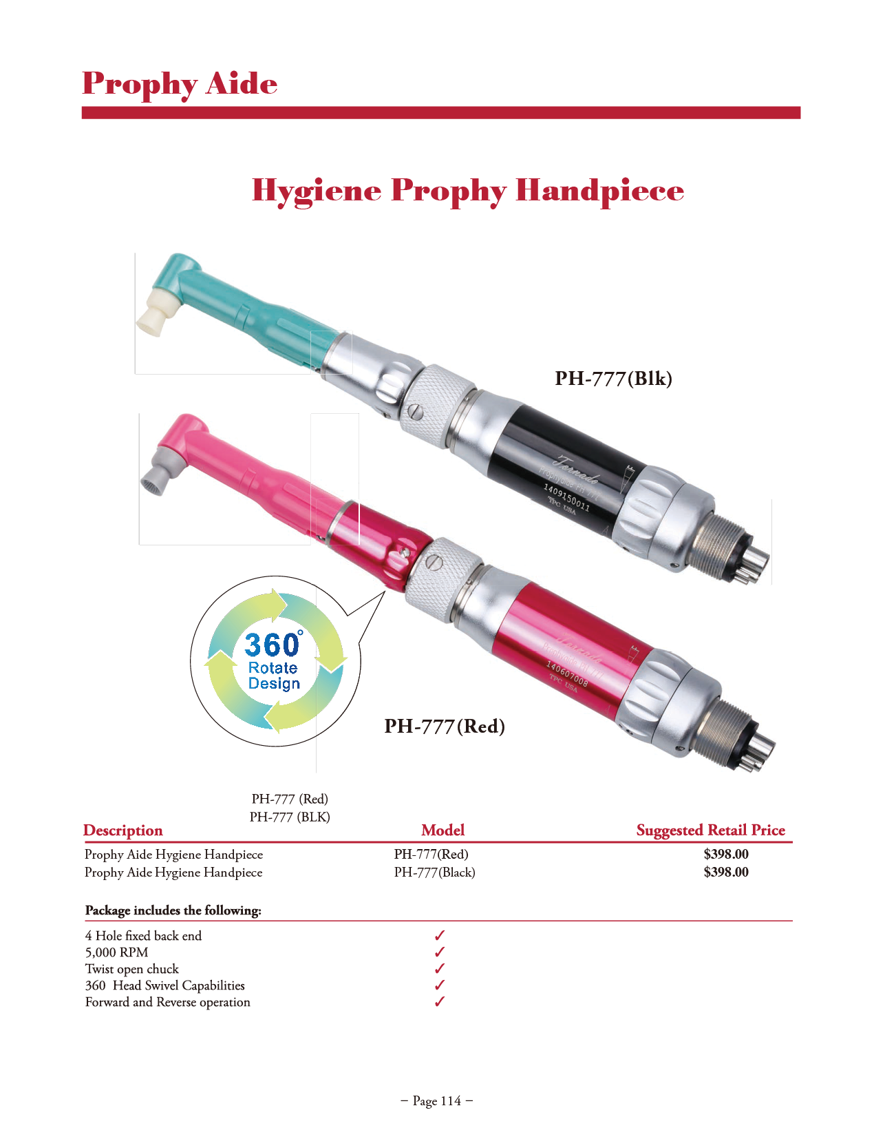TPC manufacturer specifications and available options