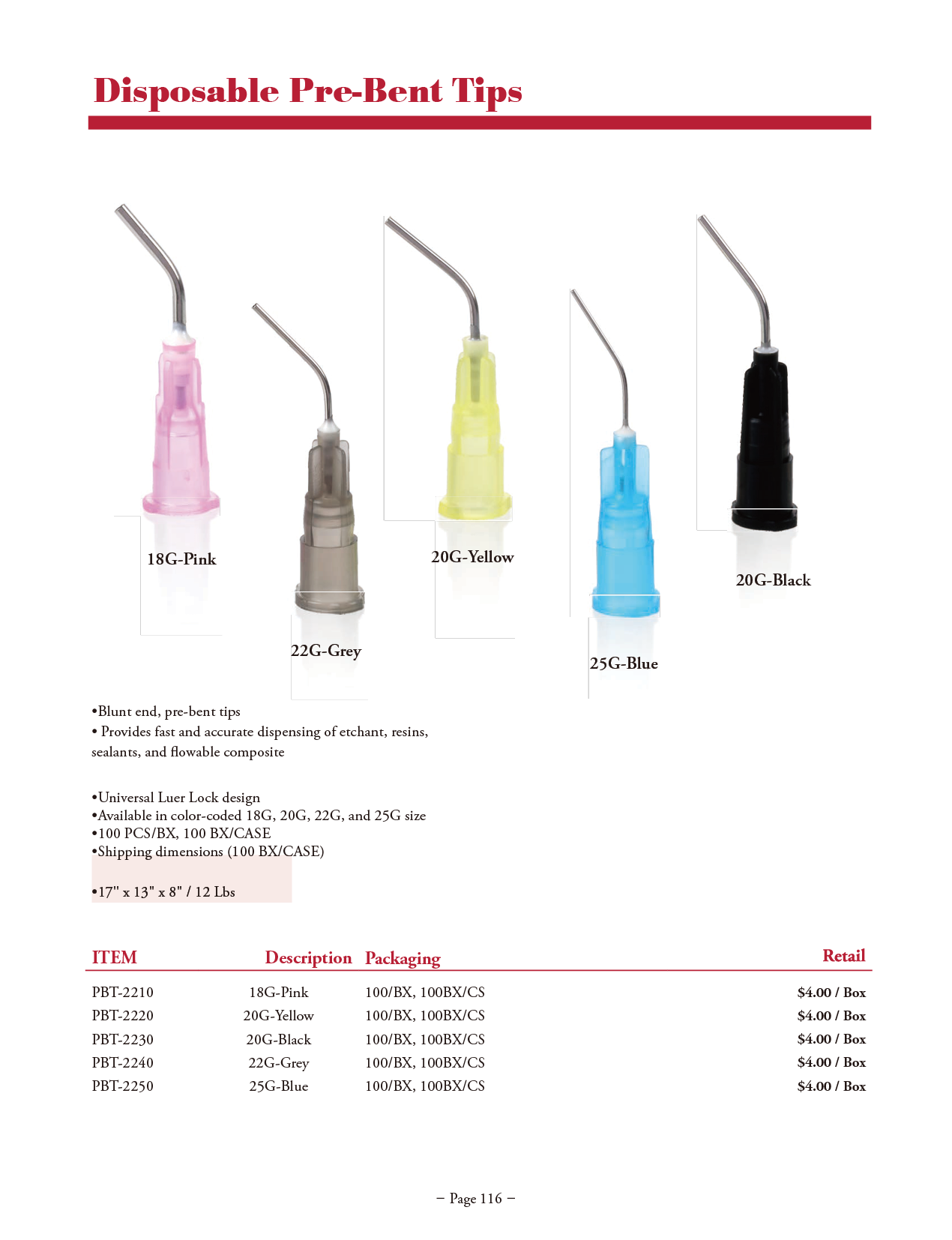 TPC Disposable Pre-Bent Dispensing Tips — 100 Count manufacturer specifications and options