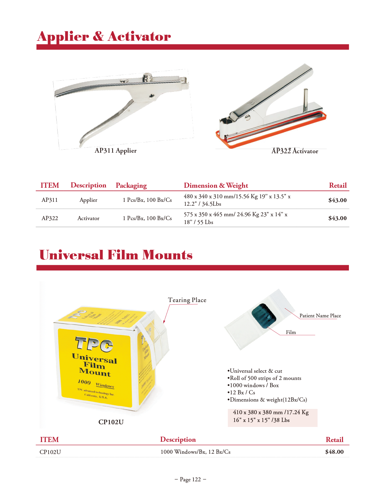 TPC Film Mount Applier & Activator manufacturer specifications and options