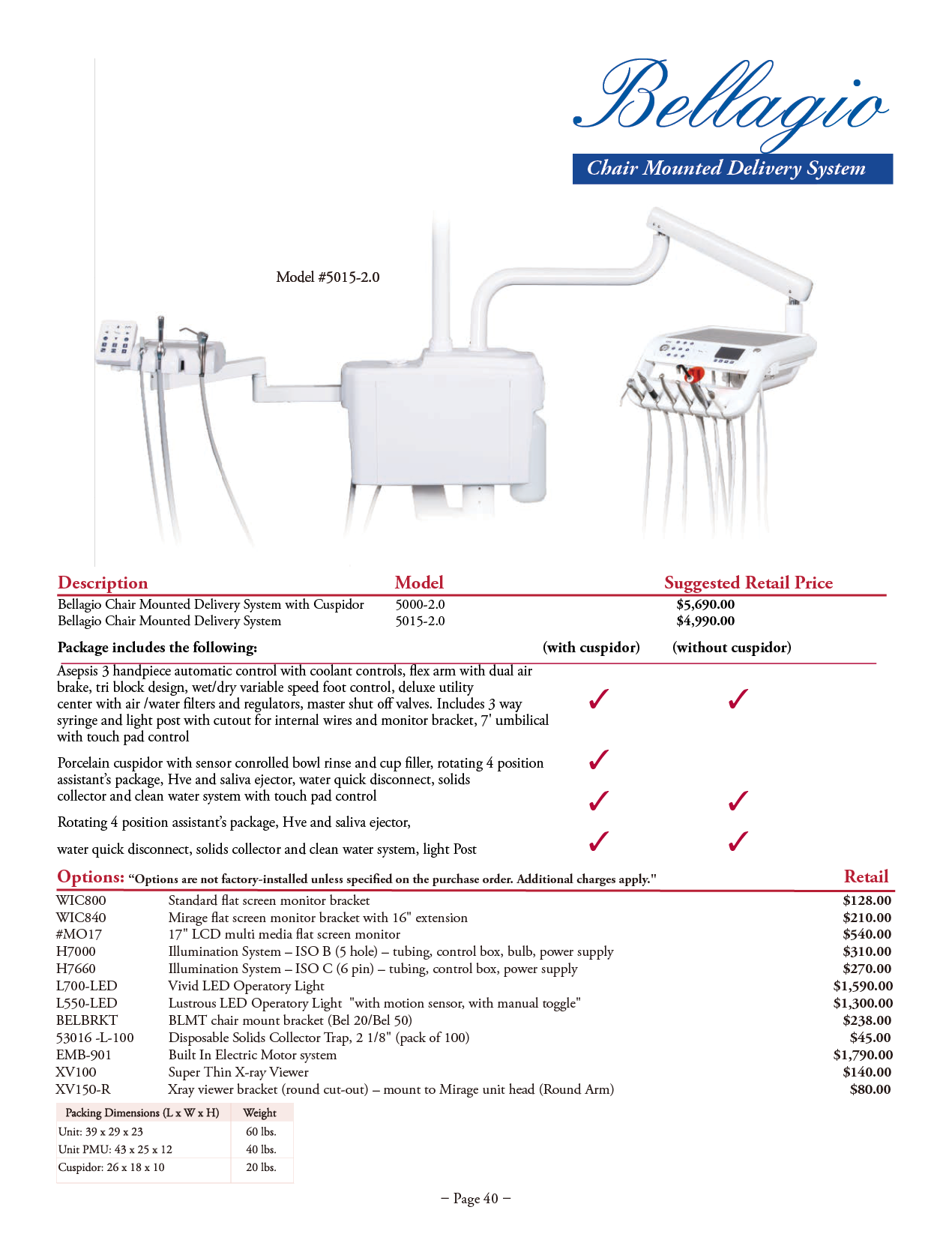 TPC Bellagio Post Mount Delivery System manufacturer specifications and options