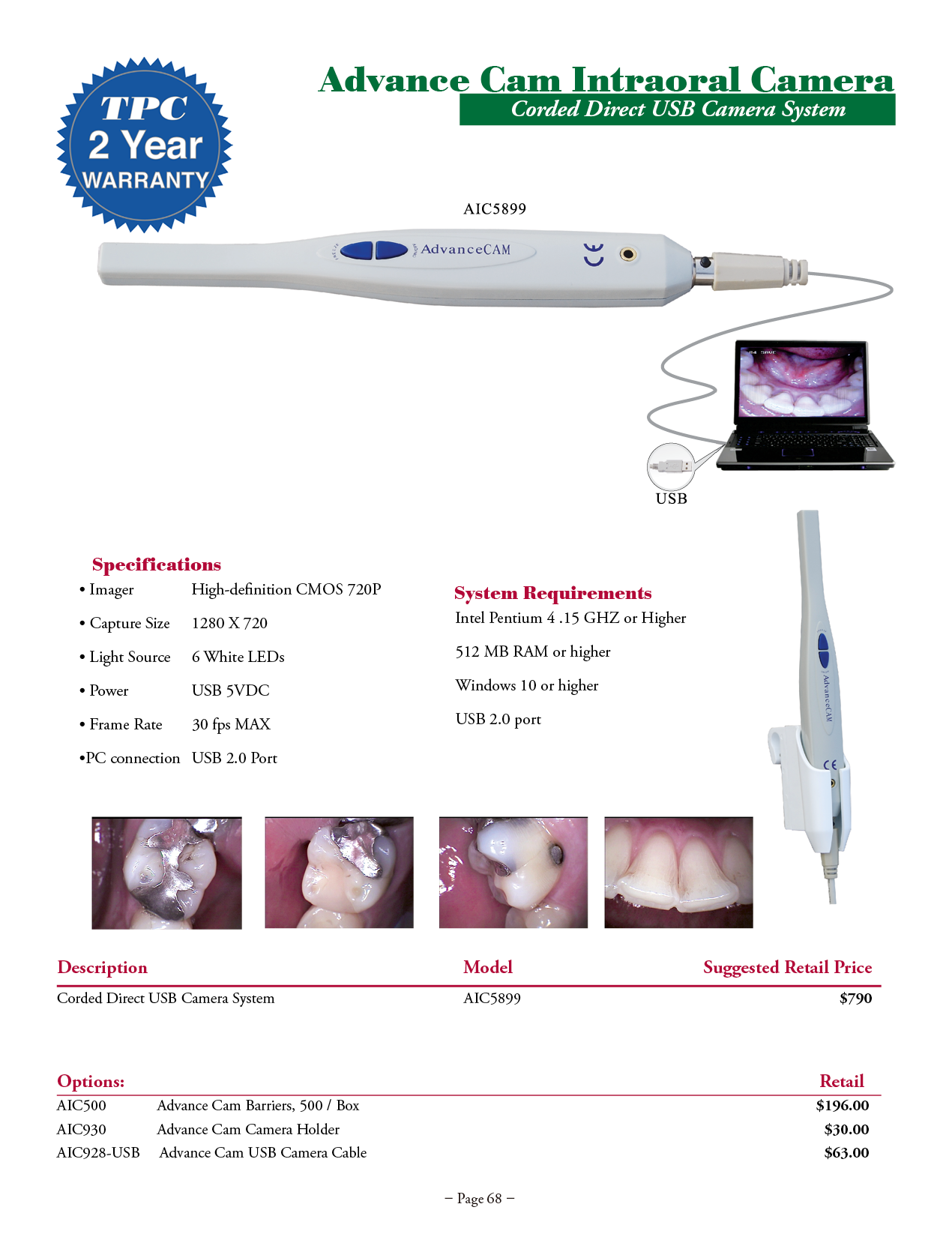 TPC manufacturer specifications and available options