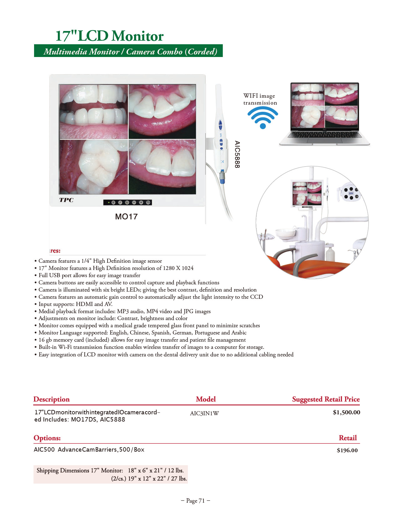 TPC manufacturer specifications and available options