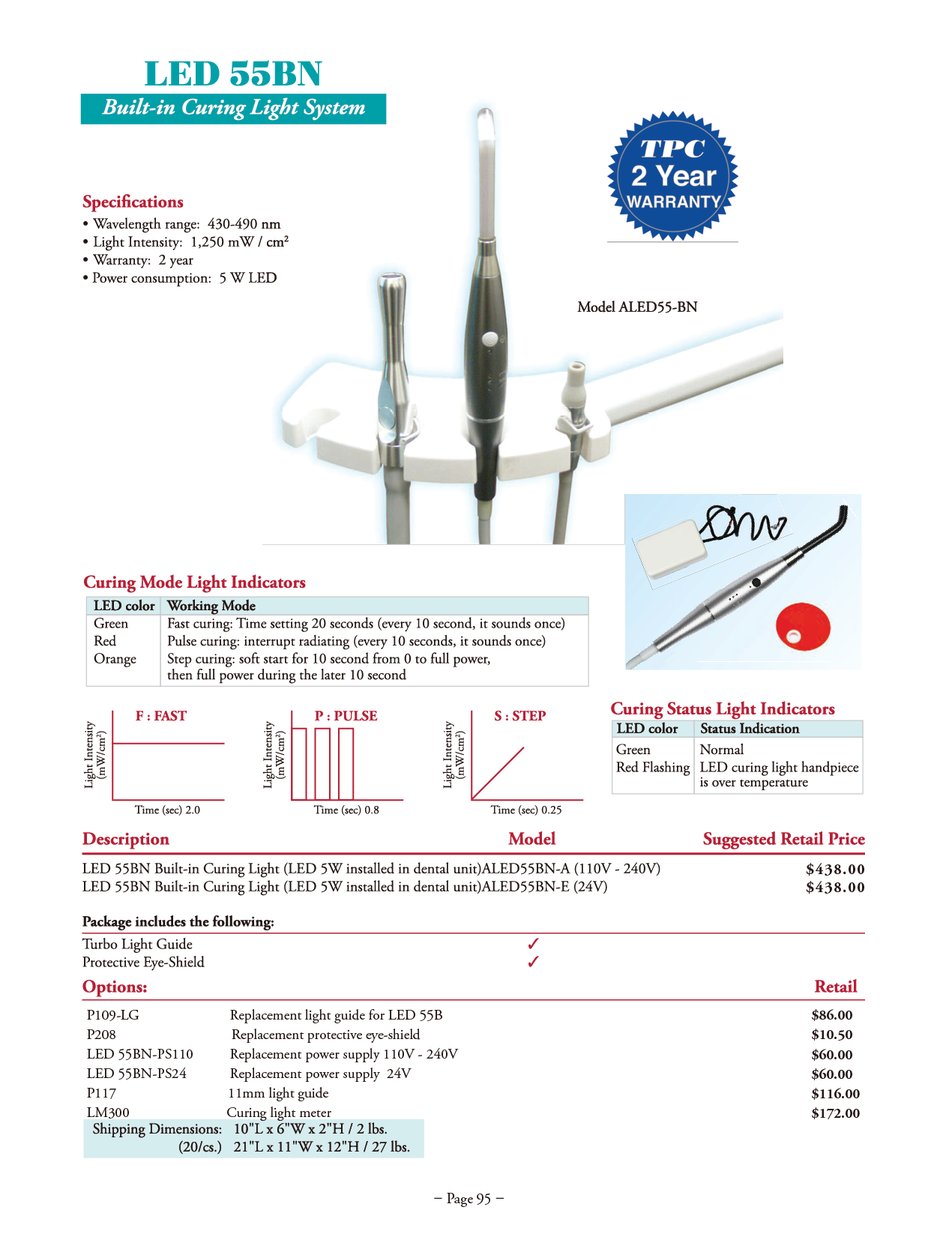 TPC manufacturer specifications and available options