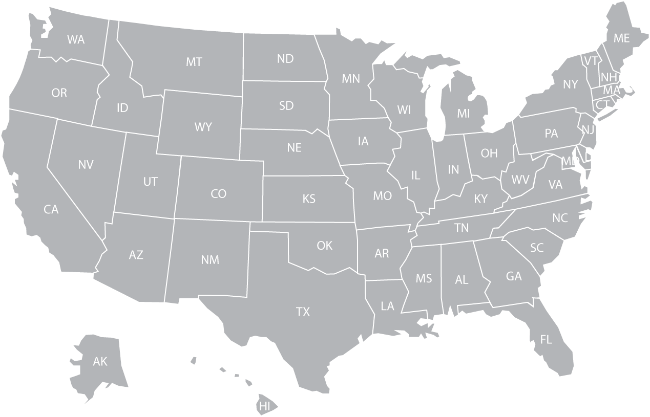 Map of TPC sales territories in the United States